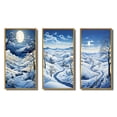thumbnail image 2 of Designart "Snow Winters Moon silence I" Landscape & Nature Framed Wall Art Set Of 3 - Blue Snow Frame Canvas Set For Living Room Decor, 2 of 7