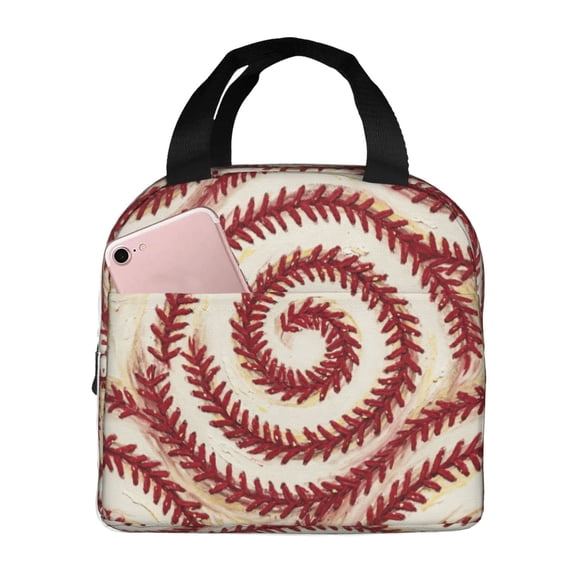Baseball Lunch Bag, Thermal Lunch Box Insulated Cooler Tote, Reusable Water-Resistant Meal Prep Bag For Women & Men, Office Work, Travel, And Hiking