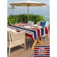 thumbnail image 5 of Outdoor Tablecloth with Umbrella Hole for Patio/Picnic/Party/Camping, Patriotic Gnomes Waterproof Table Cloth Rectangle Table Cover Washable, Independence Vintage Blue Red Striped (54"x 80"), 5 of 9