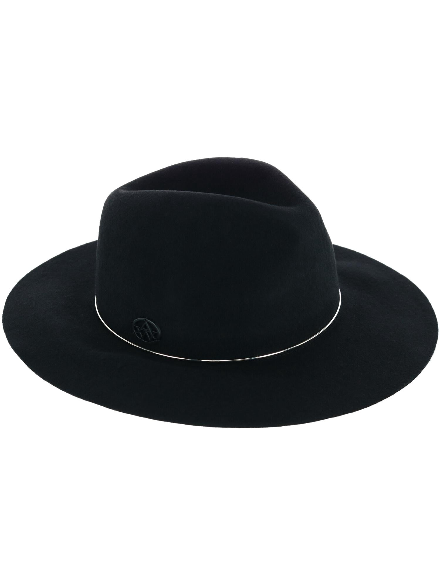 Wide Brim Fedora Hat with Metal Hatband 