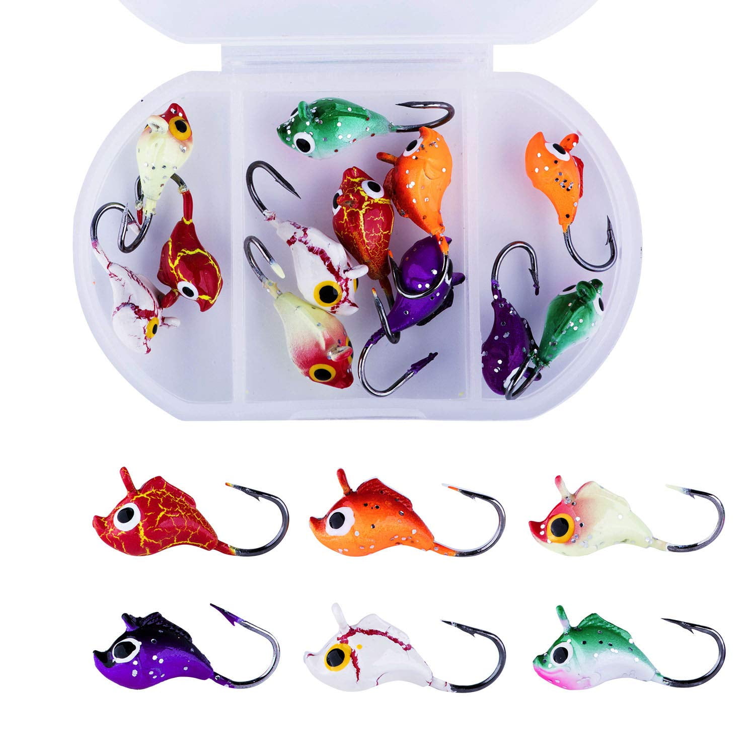 Goture Ice Fishing Jig Set Ice Fishing Lures for Panfish Crappie Sunfish Perch Walleye Pike