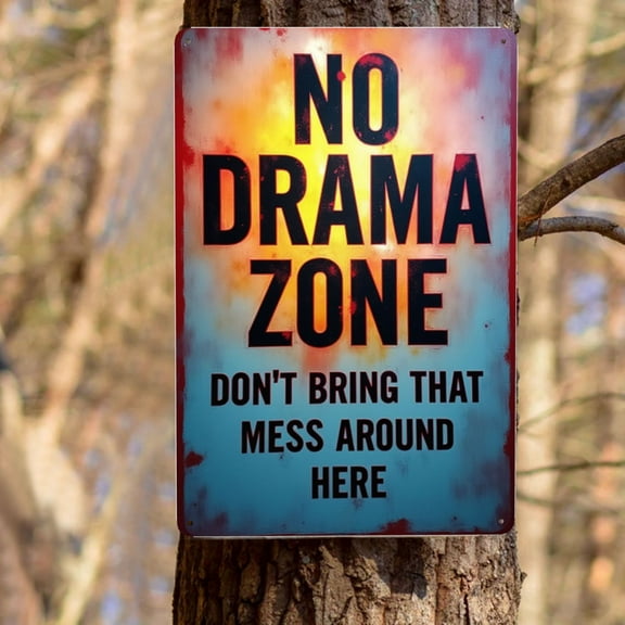 Vintage Tin Sign Metal Sign Cute Sign No Drama Mess Zone Warn Vintage Metal Tin Signs Easter Mother'S Day Best Gifts For Friends Cafe Bar Pub Bedroom Room Decoration 8X12 In1