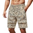 thumbnail image 2 of Men's Lightweight Beach Shorts, Elastic Waist with Aztec-Inspired Geometric Print, Breathable Shorts for Vacation and Outdoor Activities Khaki L, 2 of 8