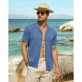 thumbnail image 5 of Youclos Men's Short Sleeve Textured Linen Shirts Hawaiian Button Down Shirts, 5 of 6