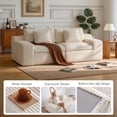 thumbnail image 3 of HipyMo 75" Corduroy Cloud Sofa, Boneless Loveseat Couch in a Box with Deep Seat, No Assembly Loveseat for Living Room, Apartment, Beige, 3 of 10