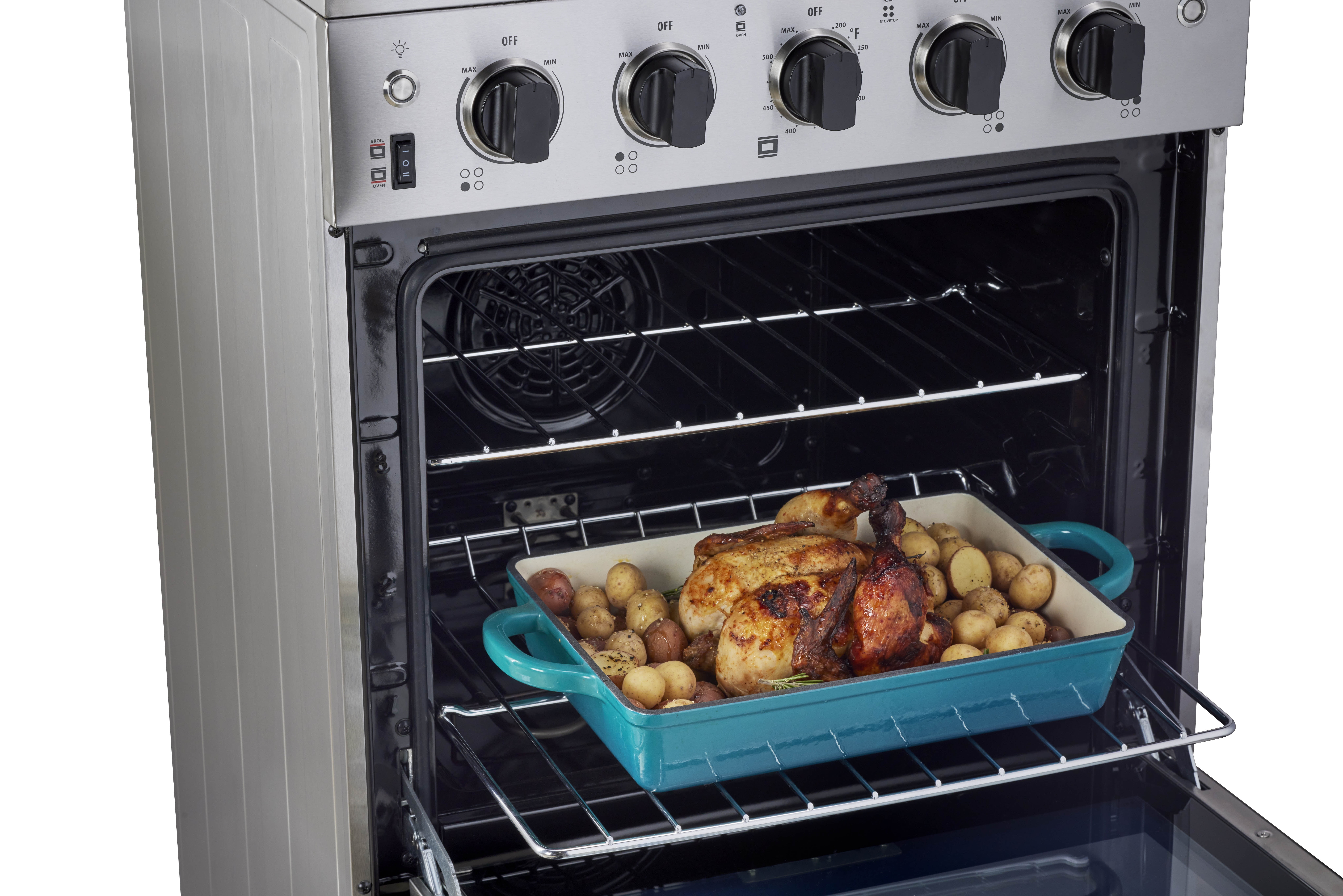 Unique Prestige 24" 2.3 cu/ft Freestanding Electric Range with Convection Oven in Stainless Steel