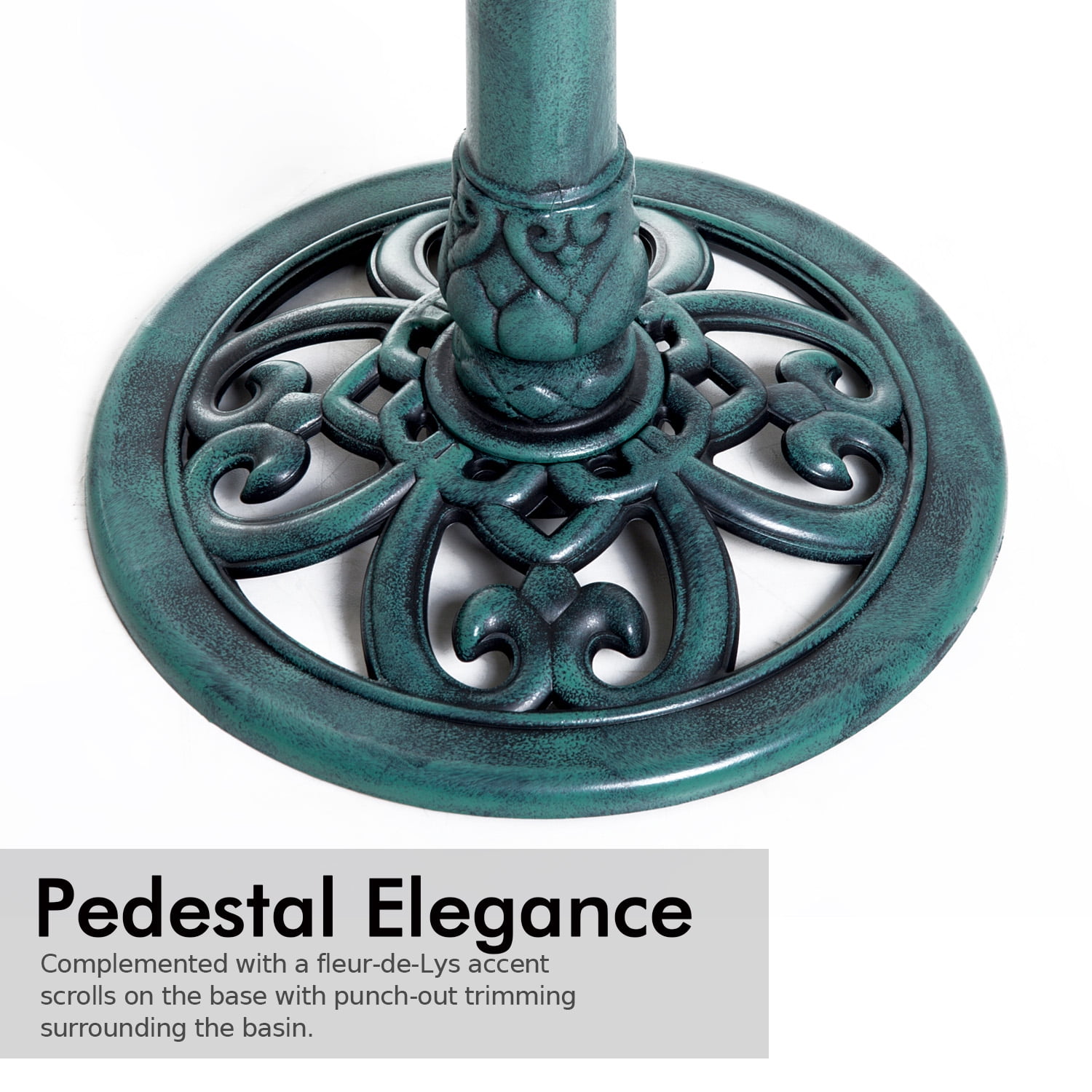 Outsunny 28" Pedestal Bird Bath Bowl Tall Garden Resin Free Standing - Green
