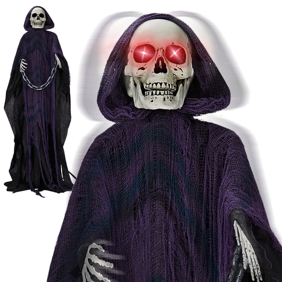 Zimtown 6FT Halloween Animatronic Standing Grim Reaper The Sound Activated Halloween Prop