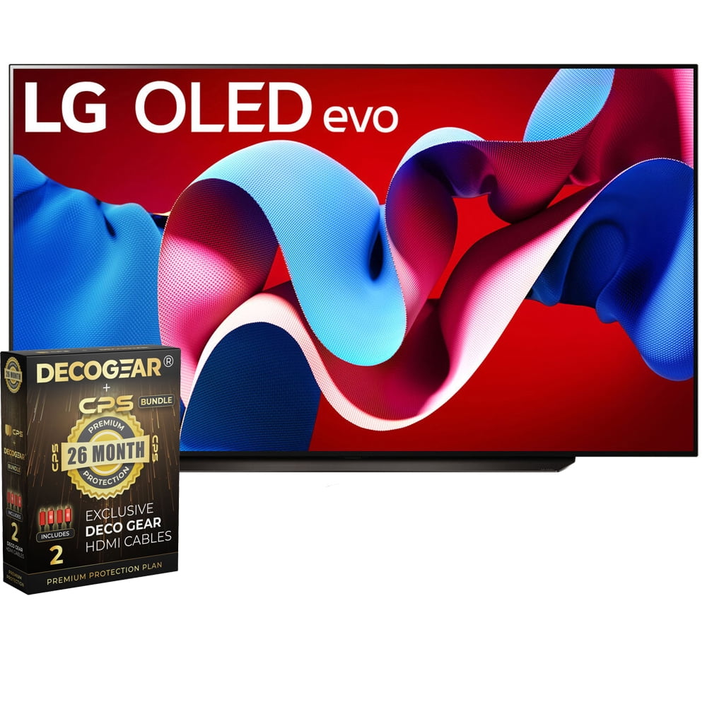 LG OLED77C4PUA 77 Inch Class OLED evo C4 Series Smart TV 4K Processor (2024) Bundle with Deco Gear 4K HDMI 2.0 Cable x2 & CPS Exclusive 26 Month Protection