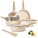 thumbnail image 1 of Sartenes Antiadherentes 10 Piezas, Bateria de Cocina, Juego de Sartenes de Induccion, Juego de Ollas y Sartenes, Fácil Limpieza, con Sartenes y Cacerolas, Granito Blanco, 1 of 7