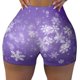 thumbnail image 2 of Fotbe Snowfall Sky White Purple Shorts Sin Costuras – Shorts Deportivos de Cintura Alta para Mujer, Elásticos para Gimnasio, Yoga, Running o Ciclismo-Medium, 2 of 8