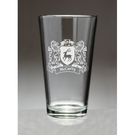 

McCarty Irish Coat of Arms Lions Pint Glasses (Sand Etched)