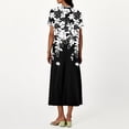 thumbnail image 4 of WTOBBY Women's Summer V-Neck Short Sleeve Cotton Linen Gradient Printed Loose Beach Dresses for Vacation Resort and Outdoor Activities,Black L, 4 of 5