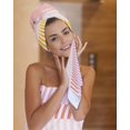 thumbnail image 7 of Colorful Stripe Towel Set of 3, Soft Microfiber Bath Towels, Hand Towel, Washcloths, Modern Pink Red Yellow Vertical Striped Quick-Dry Absorbent Towels for Bathroom Kitchen Hotel Beach Gym Spa, 7 of 7