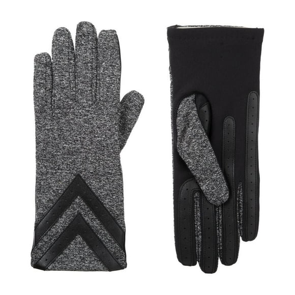 isotoner Women's Spandex Touchscreen Gloves with Fleece Lining and Chevron Details