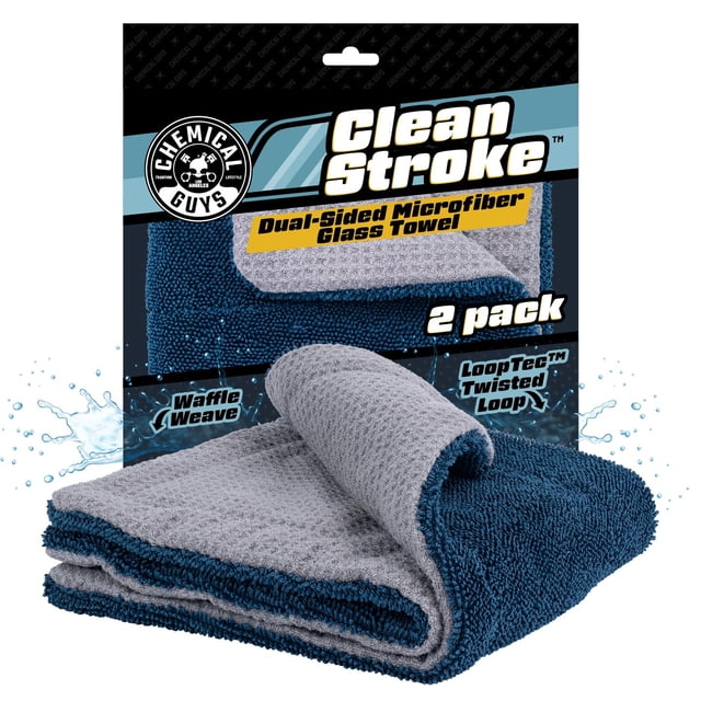 Toallas de microfibra Chemical Guys Clean Stroke 40 x 40 cm, paquete de 2