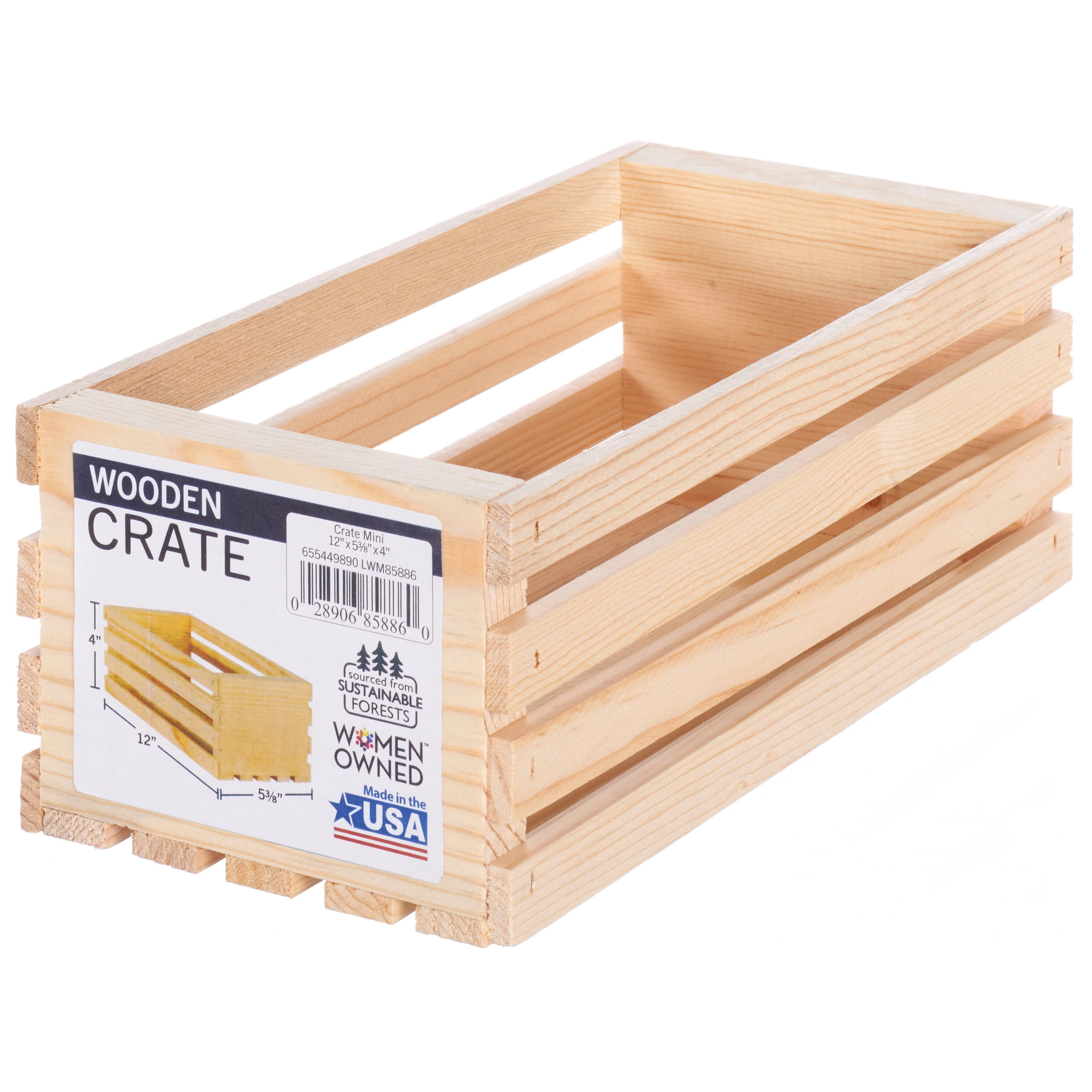 Unfinished Wood Crate 12in