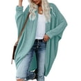 thumbnail image 3 of Open Front Women Casual Loose Knit Cardigan Bat Sleeve Waffle Jacket With Pocket, 3 of 4