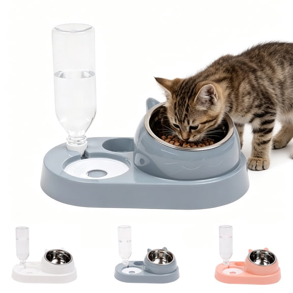 Pet Bowl Plastic Auto Water Dispenser Double Drinking Station No Spill Non-Slip for Small Medium Dogs Cats by MPOISVA