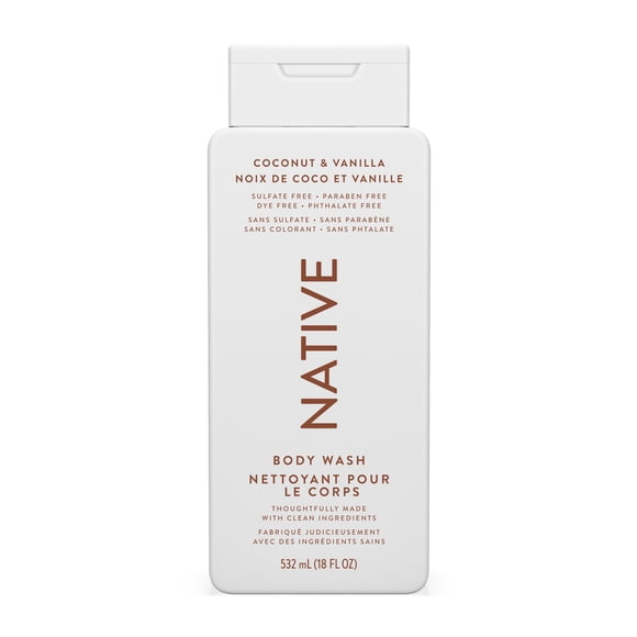 Native Natural Body Wash, Coconut & Vanilla, Sulfate Free, Paraben Free