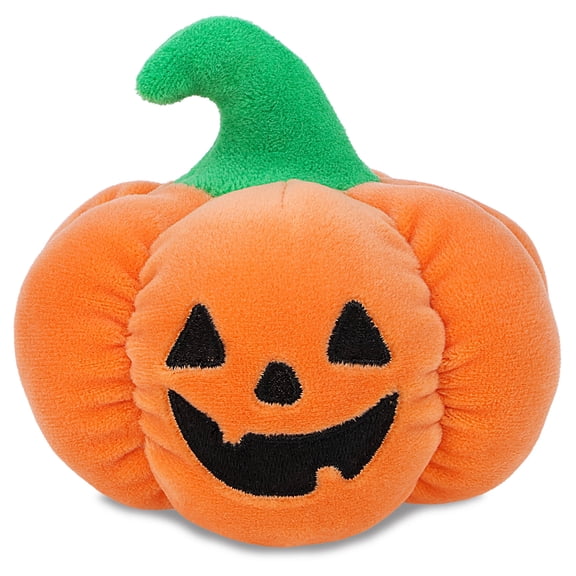 DolliBu Jack-O-Lantern Snug-Mooshies Plush Toy - Soft Sensory Halloween Pumpkin Stuffed Toy for Girls and Boys, Cute Small Kids Plush Doll Friend to Play, Squeeze, Soothe Stress and Cuddle - 4 Inches