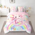 thumbnail image 3 of Erosebridal Cartoon Animal Axolotl Bedding Twin Size,Rainbow Stars Print Bed Set,Dreamy Colorful Bedding Sets Twin Size,Super Cozy Room Decorative Reversible,7pcs, 3 of 5