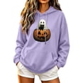 thumbnail image 2 of Molidfa Womens Spooky Ghost Hoodie Pumpkin Halloween Graphic Oversized Pullover Top, 2 of 5