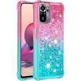 thumbnail image 3 of for Xiaomi Redmi Note 10 4G/Xiaomi Redmi Note 10S Case,Creativity Clear Gradient Quicksand Glitter Flowing Liquid Floating Case Bling Diamond Sparkle Cover for Redmi Note 10 4G JB Powder Blue, 3 of 7