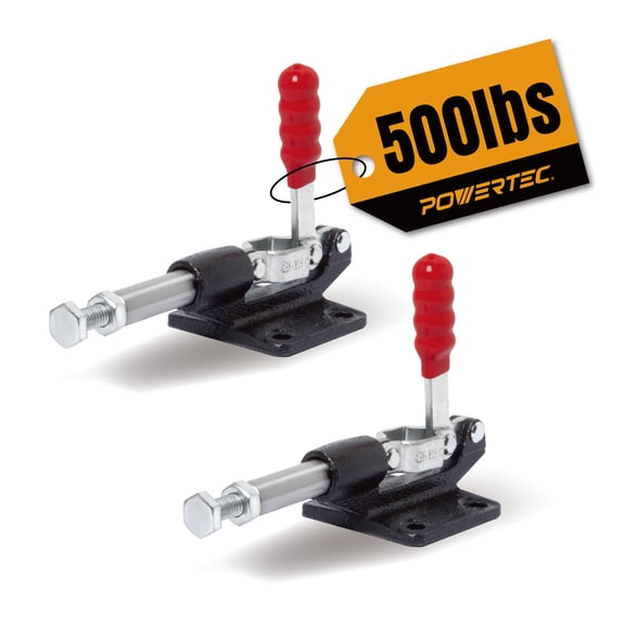 POWERTEC 2PK Toggle Clamp, 500lbs Holding Capacity, 305CM Quick Release Push/Pull Clamp for Woodworking Jigs and Fixtures, Pocket Hole Jigs, Welding, CNC , 20318-P2