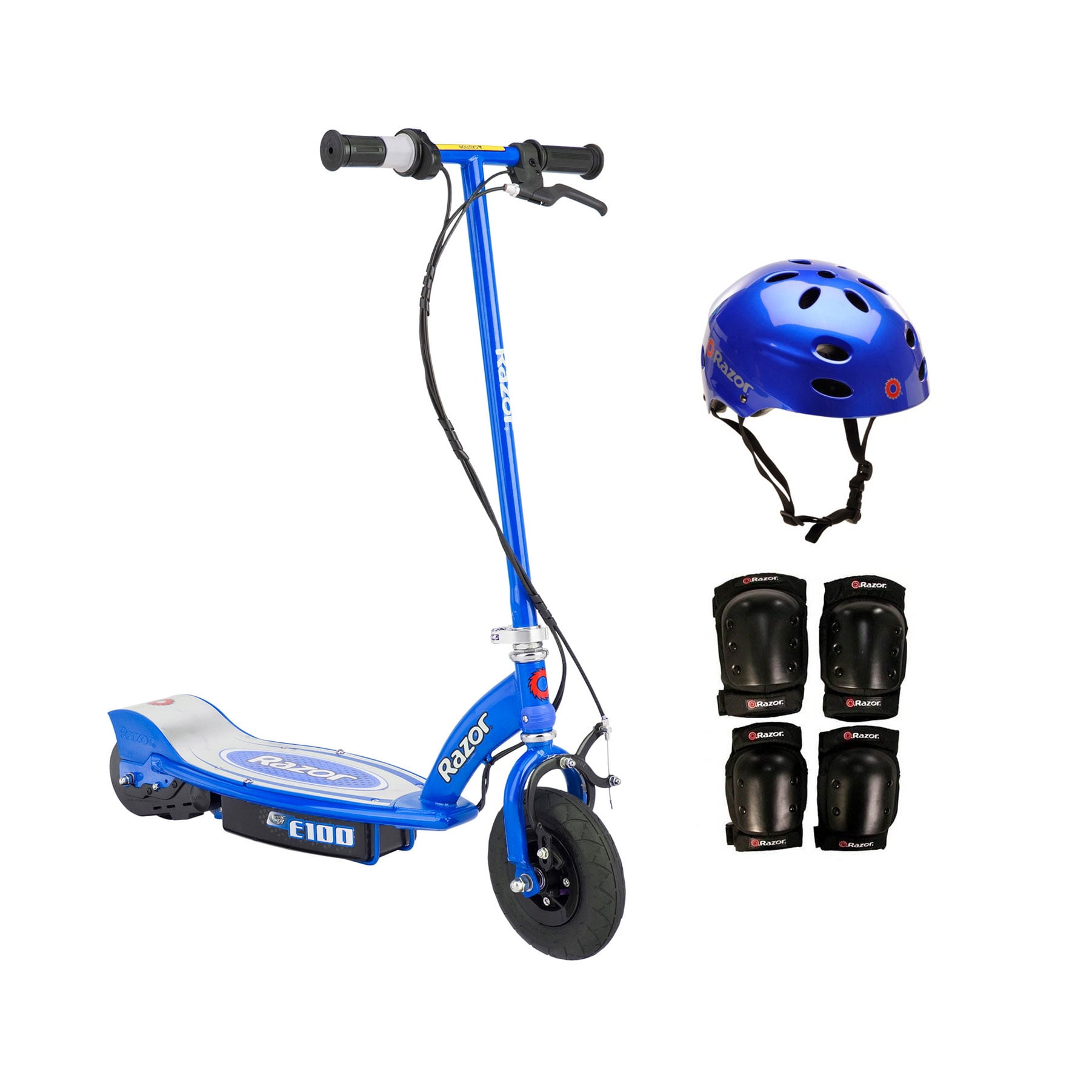 Razor E100 Motorized 24 V Rechargeable Electric Kids Scooter w/ Helmet