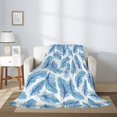 thumbnail image 2 of Throw Blanket for Couch Sofa and Bed, blue feather Super Soft Plush Throw Blanket, Fuzzy Cuteness Comfy Warm Washable Flannel Blanket & Throws for All Season 40"x30", 2 of 5