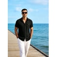 thumbnail image 5 of COOFANDY Men's Cool Linen Cotton Short Sleeve Shirt, Casual Button Down Shirt for Beach Summer Wedding Daily, 5 of 9