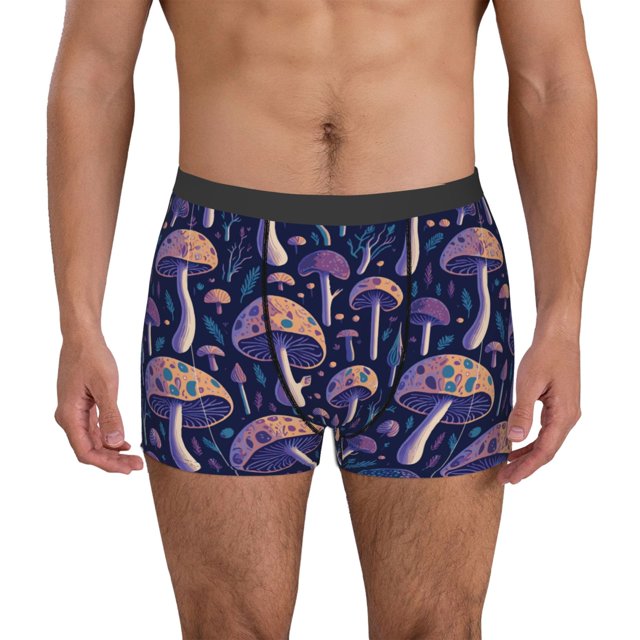 Balery Floral Hippie Mushrooms Calzoncillos bóxer para hombre, ropa interior de algodón suave y transpirable con cinturilla de nailon-X-Large