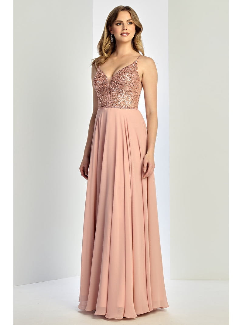 sequin chiffon prom dress Ava Presley Plunging Sequin Chiffon Prom Dress 47045