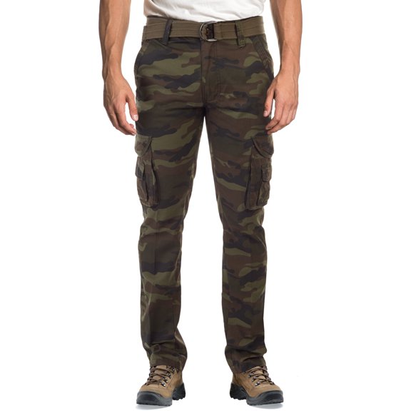 X RAY Men's Cargo Pants Slim Fit Deep Pockets Pant for Travel Outdoor Hiking Construction Work, Size 30Wx31L, Olive Camo