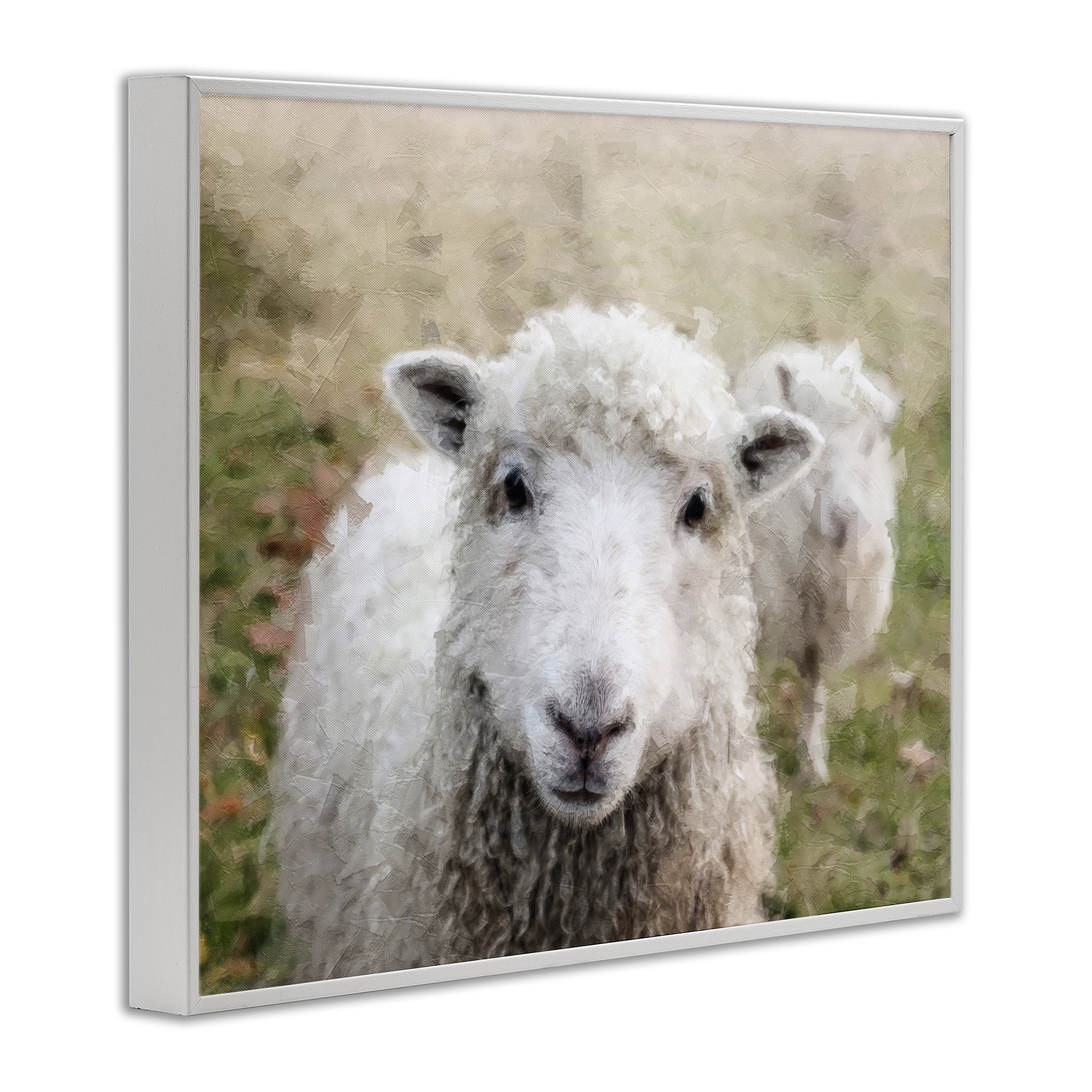 Stupell Industries Close Up Sheep Gaze Animals & Insects Painting White Framed Art Print Wall Art, 30 x 24