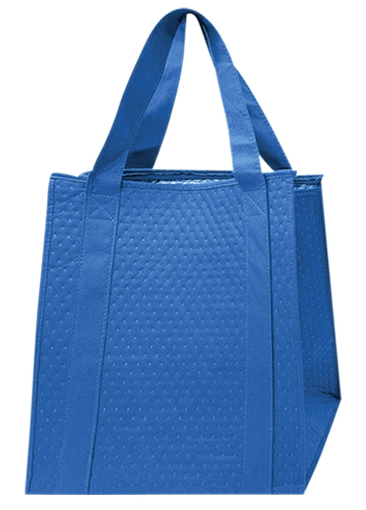 Insulated Reusable Grocery Food Bag w/Bottom board, Large ,Zippered Top