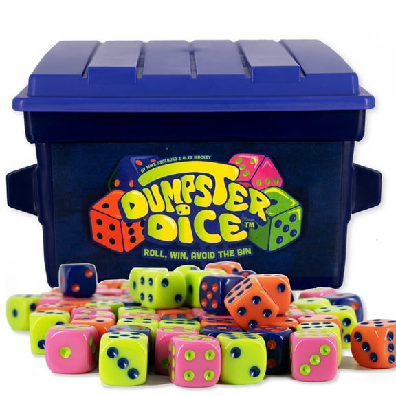 Dumpster Dice - Fast-Paced Family Dice Game | Fun 4-Player Board and Dice Game with Dumpster, 80 Dice, and Graffiti Stickers | Perfect for Travel, Parties, and Game Night