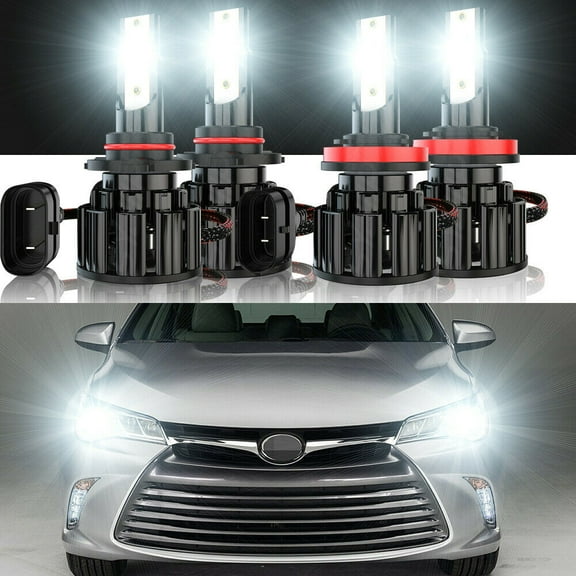 Compatible for Toyota Camry 2007-2017 4PC 6000K Combo LED Headlight Light Bulbs Hi Lo Beam Bulbs Kit 32000lm
