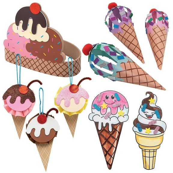 Fun Express We All Scream for Ice Cream Craft Kit Assortment - Makes 48