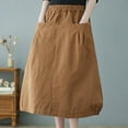 thumbnail image 2 of Mrat Classic Pencil Skirt Summer Casual Loose Flower Bud Skirt Women's Mid Skirt with Pocket Chiffon Skirt S-241 Khaki XL, 2 of 4