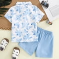 thumbnail image 5 of Baby Boy Outfits Graphic Print Lapel Short Sleeve Pocket Shirt Top And Shorts 2 Piece Daily Wear Boys' Clothing Sets Size 2-3 Years, 5 of 8