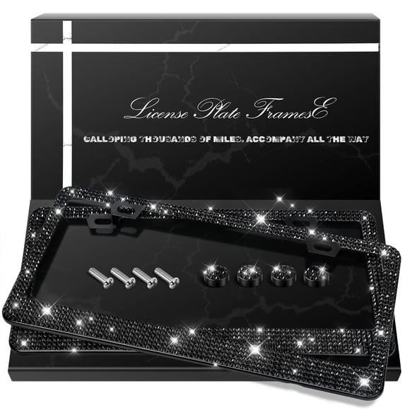 Marco de matrícula QUANQIUFEI Bling Rhinestone Diamond x2