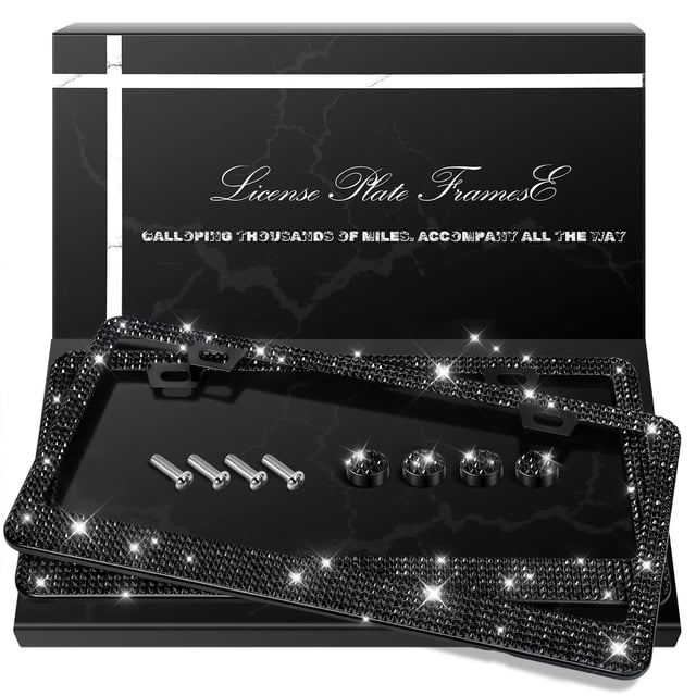 Marco de matrícula QUANQIUFEI Bling Rhinestone Diamond x2