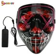 thumbnail image 4 of Spencer Halloween LED Glow Scary Mask EL Wire Light Up The Purge Movie Cosplay Led Costume Mask for Halloween Festival Party with 2AA Battery "Fluorescent Green+White", 4 of 7