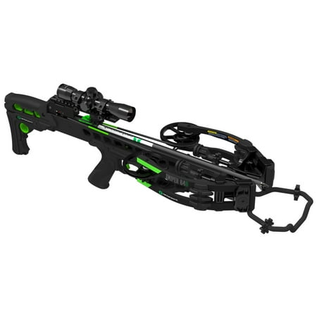 Centerpoint Sniper G4D Crossbow 400 FPS 4x32mm Illuminated Scope Adjustable Stock Whisper Silencing Detachable Silent Crank Includes 20 Carbon Arrows Quiver Rope Cocker (C0020)