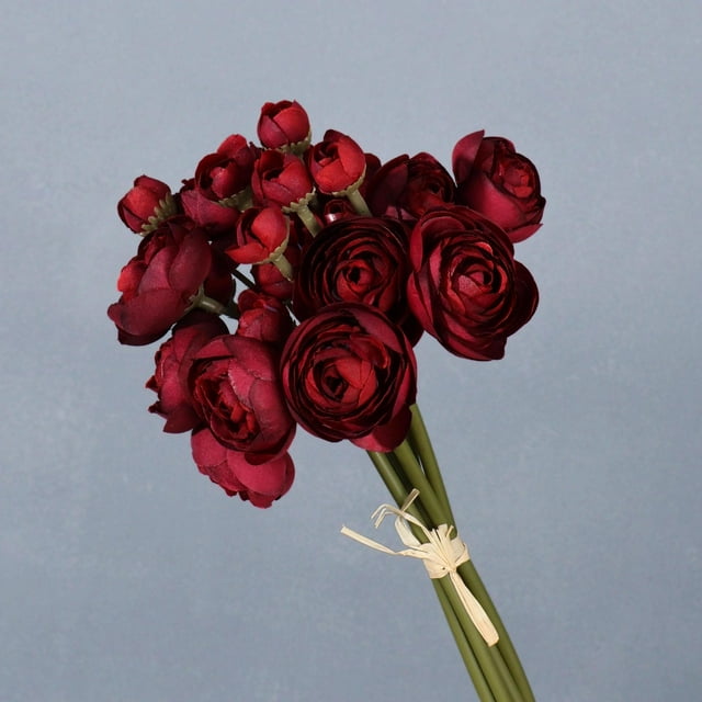 XmhyTop-A piezas de flores artificiales de seda, flores de boda premium para centro de mesa, ideales para el hogar, relleno de jarrones, decoración de mesas, rojo oscuro