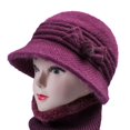 thumbnail image 2 of Prolriy Winter Hats for Women, Women's Woolen Knitted Warm Basin Hat Padded Cotton Hat Womens Hats Purple, 2 of 7