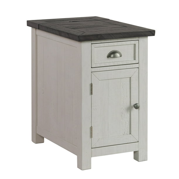 Martin Svensson Home Monterey Solid Wood Chairside Table With Power White Stain And Grey Com Martin Svensson Home Monterey Solid, White Chairside Table With Power