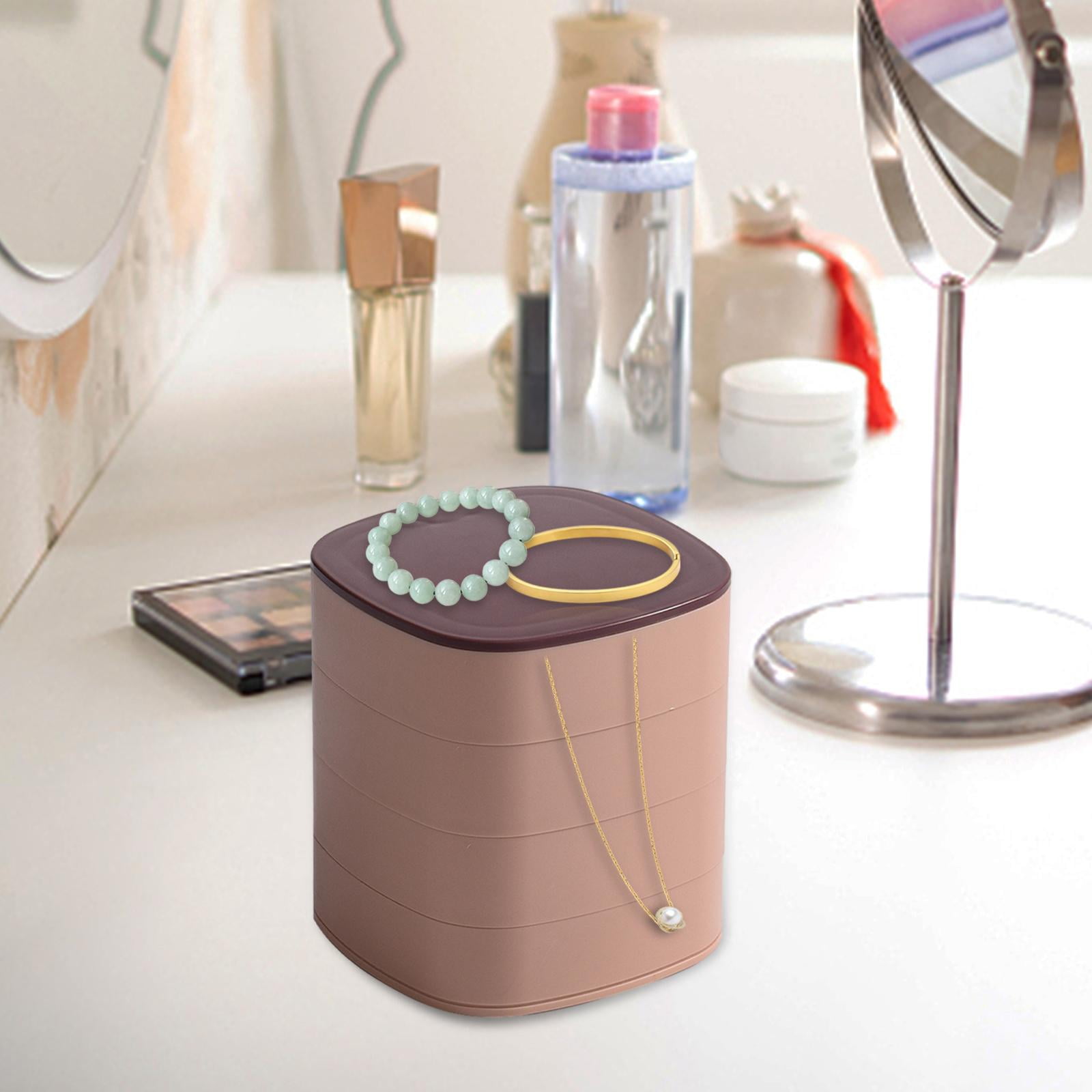 Segolike Jewelry Organizer 360 Degree Rotating Jewelry Box for Rings Earrings Watches Pink